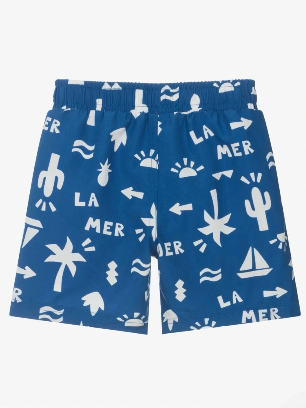 Petit Bateau Boys La Mer Blue & White Printed Swim Shorts - Size 6Y